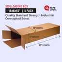 BOX USA Shipping Boxes Larg 18"L x 6"W x 45"H 5-Pack, Cardboard Box for Shipping, Moving, Mailing, Packing, Packaging and Storage