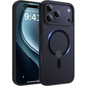 2 x Magnetic for iPhone 17 Pro Case, [Anti-Slip] [Military-Grade Drop Protection] [Camera Protection] Skin-Friendly Slim Matte Shockproof Protective for iPhone 17 Pro Phone Case, Black