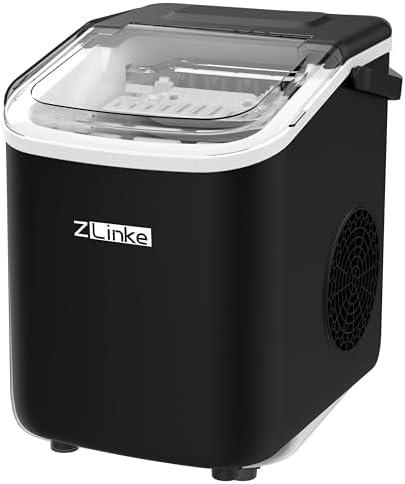Countertop Ice Maker Machine - 6 Mins 9 Bullet Ice, 26.5lbs/24Hrs, Portable With Self-Cleaning, Scoop, and Basket (Black)