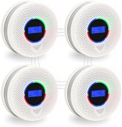Kesymo 4Pack Upgraded Interlinked Smoke Carbon Monoxide Detector, Battery Powered&Wireless Interconnected Smoke and CO Alarm, Transmission Range of Over 820 ft (Includes Battery)