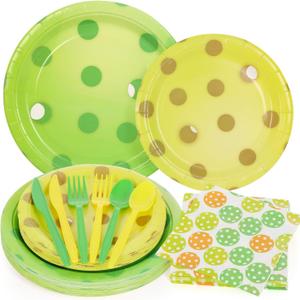 144 Pcs 3D Pickleball Party Supplies Paper Pickleball Plates and Napkins Dinnerware Set Tableware Supplies Includes Paper Plates Napkins Forks Serve 24 for Birthday Sports Party decorations