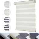 Persilux Cordless Zebra Blinds for Windows with Jacquard Pattern Insulated Roller Shades Light Filtering Sheer Window Shades for Home, Office and Door (27" W x 72" H, Cream) (27"W x 72"H Ready Made)