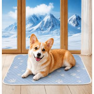 BWX Cooling Mat for Dogs - Easy Clean & Fold Cool Mat for Dogs, Chew Resistant Dog Cooling Pad with Non-Slip Bottom & Chill Soothing Fabric (M/20''28'')