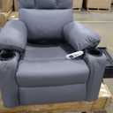 GarveeHome Recliner Chair, 360 Swivel Rocker Recliners with Heat & Massage, Soft Lazy Boy Recliner Chair with 2 Cup Holders and Side Pocket for Living Room Bedrooms and Nurseries -Grey