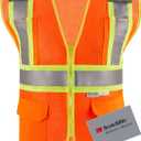 3M High Visibility Reflective Safety Vest with Zipper and Pockets Orange,3XL