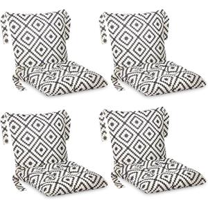 Barydat 4 Pcs Outdoor Patio Chair Cushions, Black and White, Grid, 21.7 x 43.3 x 3.54 inches - Grid