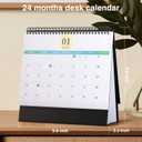 Desk Calendar 2026-2027, 2 Years Calendar Runs from Jan. 2026 until Dec 2027, Table Monthly Planner with Stickers for Home,Office,School Organization(L-Black+Green,9.8" x 9.6")