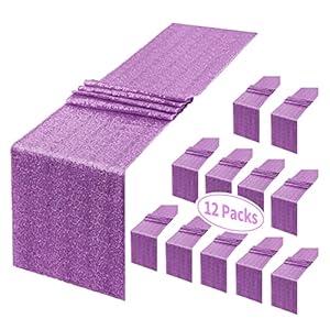 12 Pack Lavender Sequin Table Runner, 12" x 72" Glitter Sparkle Blue Table Runner Rectangle for Birthday Wedding, Bridal & Baby Shower Party Supplies Decorations (Lavender, 12 Pack)