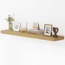 Dreamland 48 Inches Floating Shelves for Wall, 9.3" Deep Long Floating Shelves Set of 1, Large Display & Storage Shelf, Wall Shelf for Bathroom Bedroom Living Room Kitchen Office, Oak
