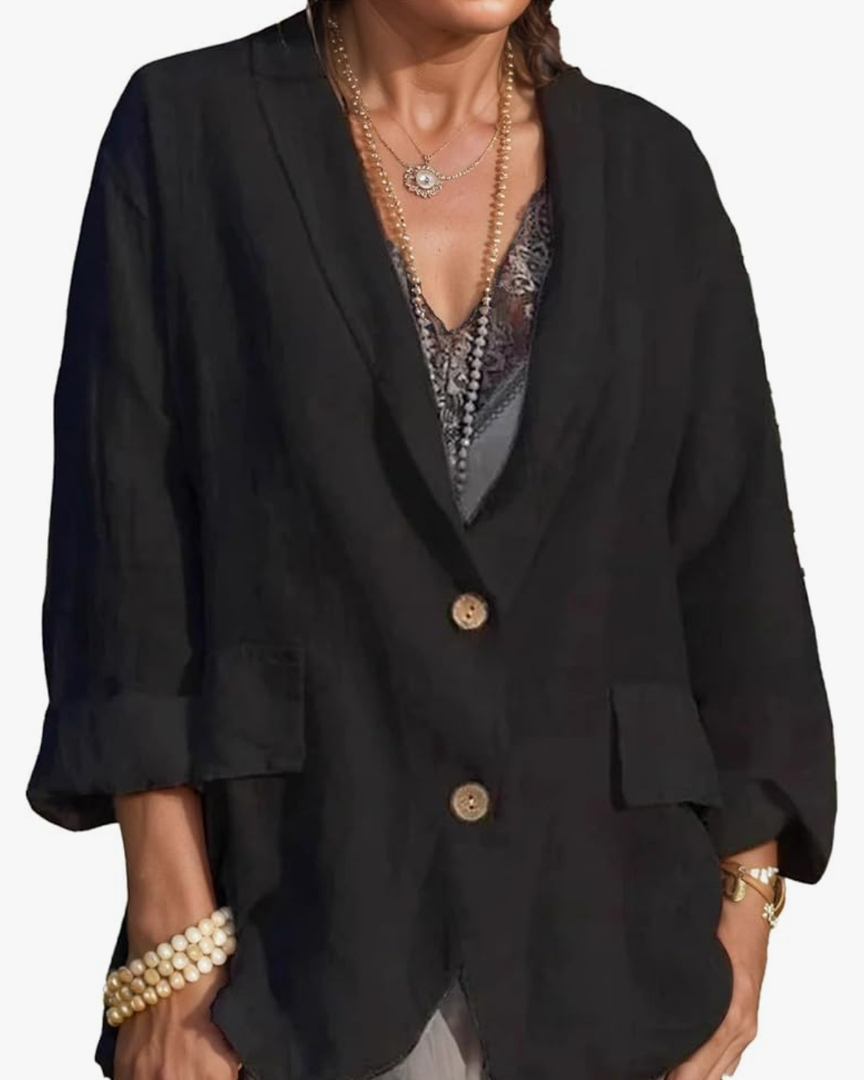 Cotton Linen Blazers for Women Business Casual Lapel Lightweight Work Fall Jackets Size XXL