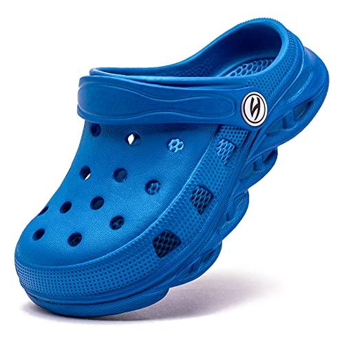 HOBIBEAR Boys and Girls Classic Graphic Kids Garden Clogs Slip on Water Shoes (Blue-Size 3 Little Kid), Size 34