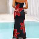 ZESICA Women's 2026 Summer Halter Neck Floral Print Maxi Dress Sleeveless Backless Wedding Guest Party Bodycon Long Dresses (M)