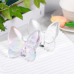 2pcs Crystal Butterfly Figurine,Butterfly Collectibles Glass Art Glass Animals Crystal Wedding Decortion for Home Butterfly Gifts for Women(Colorful+White)