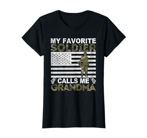 Womens My Favorite Soldier Calls Me Grandma Solider Grandma T-Shirt Medium