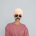 2 x Bald Caps Makeup Latex Bald Head Wig Caps Cosplay Costume for Adults, for Theme Party Decorations Supplies (Bald Hat, Sunglasses, and Beard)