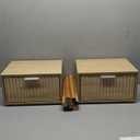 LAATOOREE Nightstands Set of 2, Small Side Table, Bedside Table with Fluted Door, Solid Wood Feet; Modern Mid-Century End Table for Bedroom, Small Space (Natural)