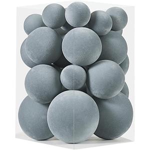 Velvet Christmas Ornaments Set 38Pcs Flocked Shatterproof Christmas Ornaments for Christmas Tree Decorations Xmas Decorative Hanging Christmas Ball Ornaments for Holiday Home Decor (Grey)