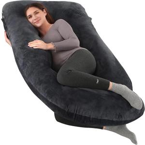 Pregnancy Pillows for Sleeping, U Shaped Full Body Maternity Pillow for Pregnant Women with Removable Bean Velvet Cover, Support for Back, HIPS, Legs, Belly, 57 Inch, Black