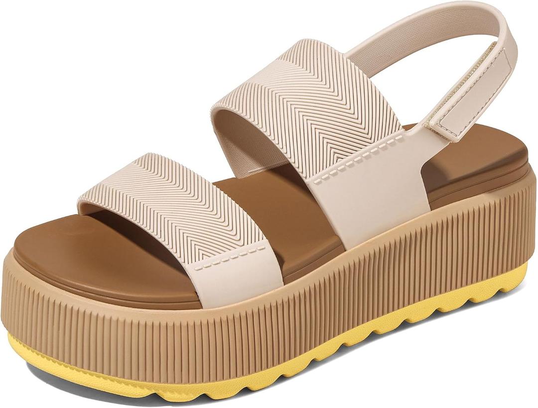 Lovee Cosee Platform Water Sandals for Women Chunky Wedge Lug Sole Comfortable Waterproof Summer Walking Beach Shoes 9