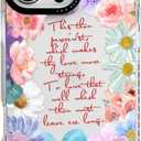 for iPhone 14 Case, Romantic Floral Pattern with Poetic Quote, Military-Grade Drop Protection, Cute Soft Slim TPU Protective Cover with Camera Protection for Women & Girls