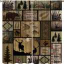 Vintage Deer Bear Curtains, Fish Retro Farmhouse Cabin Lake Country Lodge Thermal Insulated Window Treatments for Bedroom Kitchen Living Room Drapes 2 Panels 42x45 Inch