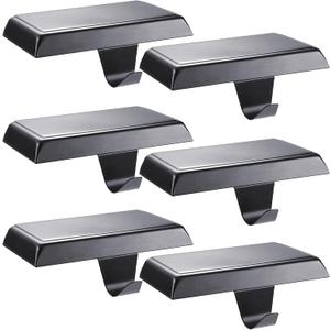 Sunshane 6 Pieces Christmas Stocking Holders Mantel Stocking Hanger Hooks Fireplace Mantle Metal Hang Bases for Xmas Party Decorations (Black)