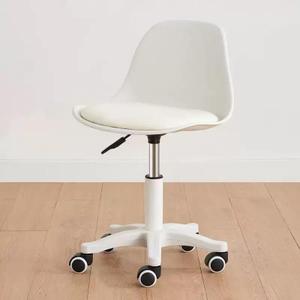 Small Cute Swivel Armless Chair, Padded Cushion, Height Adjustable for Home Office Study Vanity (White)