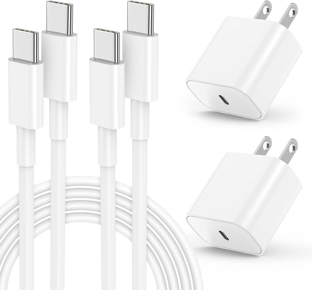 iPhone 16 15 Fast Charger, 20W USB C Charging Block for Apple iPhone 16 Pro/15 Plus/15 Pro Max,iPad 12.9/11 inch/4/3th/Air/Mini/6 Gen,Wall Plug Power Adapter Cube Brick/6ft Type C to C Cable Cord Long (White)