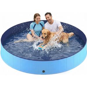 Foldable Dog Pool, Collapsible Dog Swimming Pool Hard Plastic Portable Pets Bath Tub for Dogs and Cats, Pet Wading Pool for Indoor Outdoor Backyard