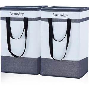 FairyHaus Laundry Basket 78L, 2Pack Laundry Hamper with Easy Carry Handles, Collapsible Laundry Baskets Hampers for Bathroom Clothes Storage Black