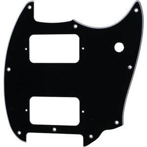 Musiclily Pro 9 Holes Round Corner HH Guitar Pickguard 2 Humbuckers for Squier Bullet Series Mustang Electric Guitar, 3Ply Black
