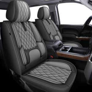 AOMSAZTO Silverado seat Covers Custom Fit Chevy Silverado GMC Sierra 2007-2025 2026 1500 2500hd 3500hd Truck Waterproof Seat Protector(5 Seats,Gray)