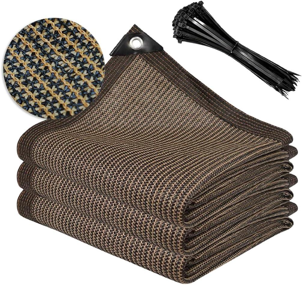 Shade Cloth for Garden 10 * 10FT, 70% Sunblock Mesh Tarp & Outdoor Sun Shade with Grommets, Sun Shade Outdoor Cover, Plant Covers Freeze Protection for Greenhouse, Kennel, Lawn, Patio Brown