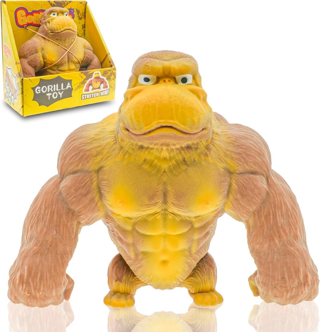 Stretchy Monkey Fidget Toy - Funny Brown Gorilla Stress Relief Toy, Squeeze and Decompress, Easter Gift for Kids and Adults