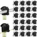 DoubleFill 24 Pcs Electric Fence Insulators and T Post Safety Cap, T Post Safety Topper Black Plastic Insulators for Wood Posts Wire Holding Fencing Garden Farm Highway Sport Fences Supplies (Black)