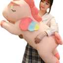 Unicorn Plush Hugging Pillow, Big Unicorn Stuffed Animal Body Pillow Toy Gifts for Kids, Valentine, Christmas (Pink, 39.3 in)