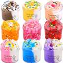 9 Pack Slime Kit, with 3 Jelly Cube Crunchy Slime 3 Butter Slime 3 Cloud Slime, Soft Non-Sticky, DIY Stress Relief Toys for Girl Boys, Birthday Gift, Party Favor