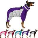 MIGOHI Full Body Dog Coat - Warm Reflective Large Dog Winter Coat with Harness,Turtleneck Fleece Jacket for Dogs,Four-Leg Windproof Puffer Jackets Snowsuit with Zipper for Dogs (XXX-Large(Back:26.8"), Purple)
