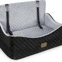 JOEJOY Dog Car Seat for Medium/Large Dogs - Reversible Dual-Sided Travel Dog Car Bed with Memory Foam, Washable Pet Booster Seat for Dogs up to 55 lbs or 2 Small Dogs, 2 Safety Leashes, Grey 29*18 