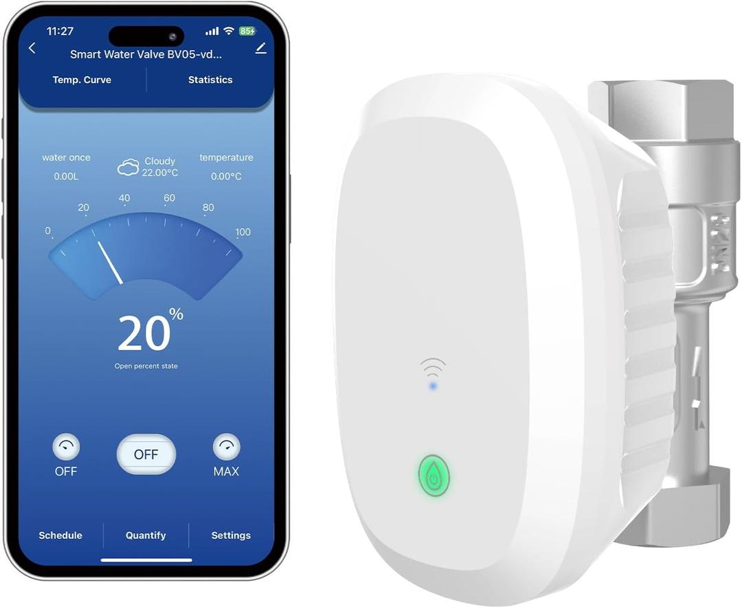 FRANKEVER DN20 Smart Water Valve 3/4 Smart Water Management System WiFi Remote Control Faucet Timer for Hose, Sprinkler Water Timer Auto Watering for Plants ,Compatible with Alexa,Google (DN20(3/4"))
