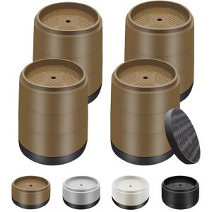 Furniture Risers Bed Risers Heavy Duty 1 inch, 2 inch, 3 inch, 4 inch Round Adjustable Bed Lifts Riser for Desk Legs Table Couch Sofa Chair Refrigerator Washing Machine (1+1+1 Inch, Brown, 4 Pack )