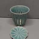 5" Ceramic Orchid Pot with Holes | Crackle Glazed Pot with Drainage and Separate Saucer | Ideal Plant Pot for Repotting Orchids and Other Flowers (Blue) (Round)