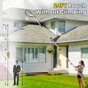 24FT Reach Gutter Cleaning Tools from Ground, Telescopic Rain Gutter Cleaner Tool with Garden Hose Attachment and Bendable Sprayer Wand