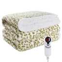 Eydna Electric Heated Blanket Throw Size 50"×60" with 9 Heating Levels & 1-10 Hs auto Off, Heating Throw Double Sided Sherpa, Energy Efficient, Machine Washable, Leopard Print Green & White