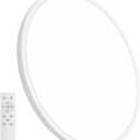 20 Inch Dimmable Large LED Flush Mount Ceiling Light, 43W, 3200LM, 3000K-6500K Stepless CCT, Super Slim LED Ceiling Light, Round Flat Panel Fixture for Living Room, Bedroom,Kitchen ect (Remote 20"-1PK, White)