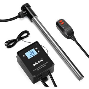 Briidea 1500W Titanium Hot Tub Immersion Heater, Portable Submersible Water Heater with Anti-Corrosion Sensor & Thermostat, Fast Liquid Heating
