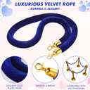 Woanger 6 Pack Velvet Stanchion Rope, 5 Feet Crowd Control Stanchion Ropes Safety Barrier with Gold Plated Hook for Carpet Events Movie Theaters Grand Openings Hotels Party(Blue)