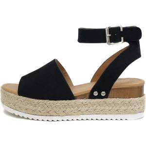 Soda Little Kids/Children/Girls Topic-IIS Espadrille Flatform Wedge Open Toe Sandals 4