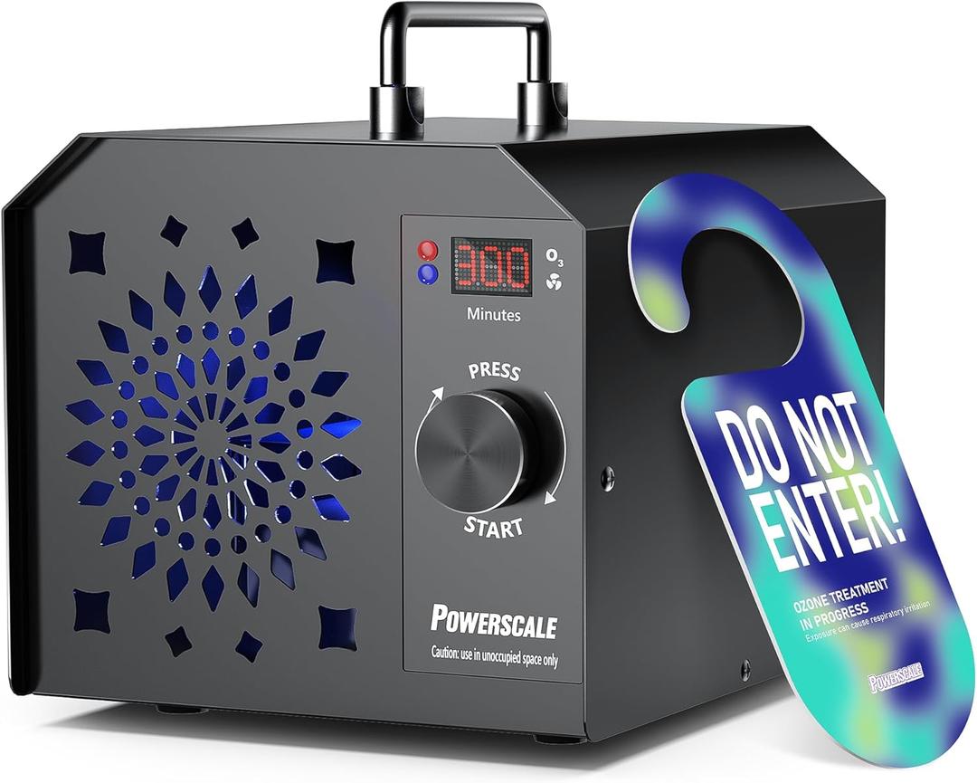 PowerScale Ozone Generator 90,000mg/h O3 Intelligent Control Ozone Odor Eliminator Commercial Ozone Machine Odor Removal, For Home, Car, Pet Room - High Capacity Ionizer Ozone Air Purifier, Black