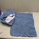 2 x MIULEE Set of 2 Waffle Bathroom Rugs, Boho Bath Rugs Non Slip Washable, Super Absorbent Bath Mats, Ultra Soft Rubber Backed Shower Mats for Bathroom Floor, Tub, Blue, 17"x24"+18"x30"